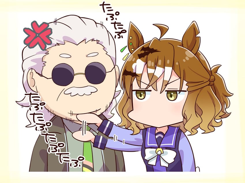 trainer, jungle pocket, and tanabe trainer (umamusume and 2 more) drawn by allitell