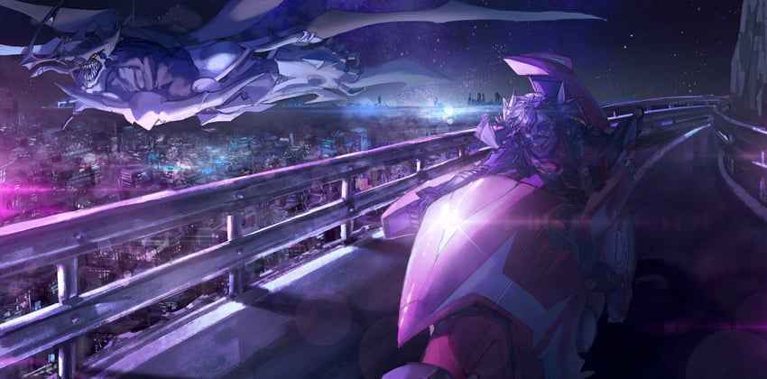 fudo yusei and shooting quasar dragon (yu-gi-oh! and 1 more) drawn by momentcorefly