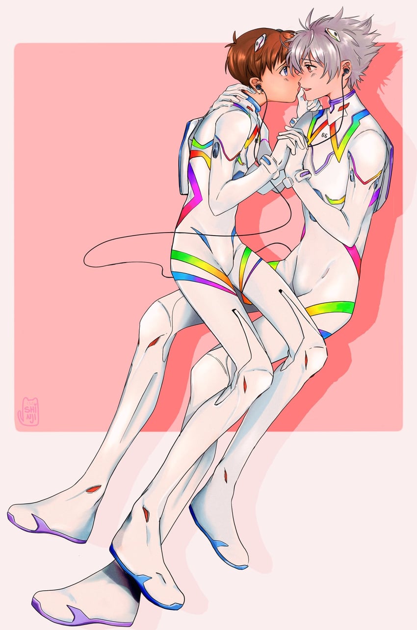 ikari shinji and nagisa kaworu (neon genesis evangelion and 2 more) drawn by angelrights