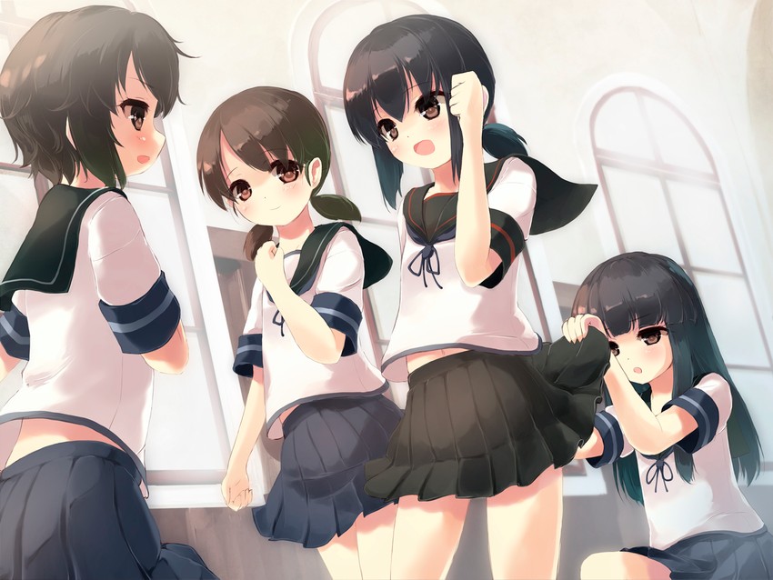 fubuki, hatsuyuki, miyuki, fubuki kai ni, and shirayuki (kantai collection) drawn by gengetsu_chihiro