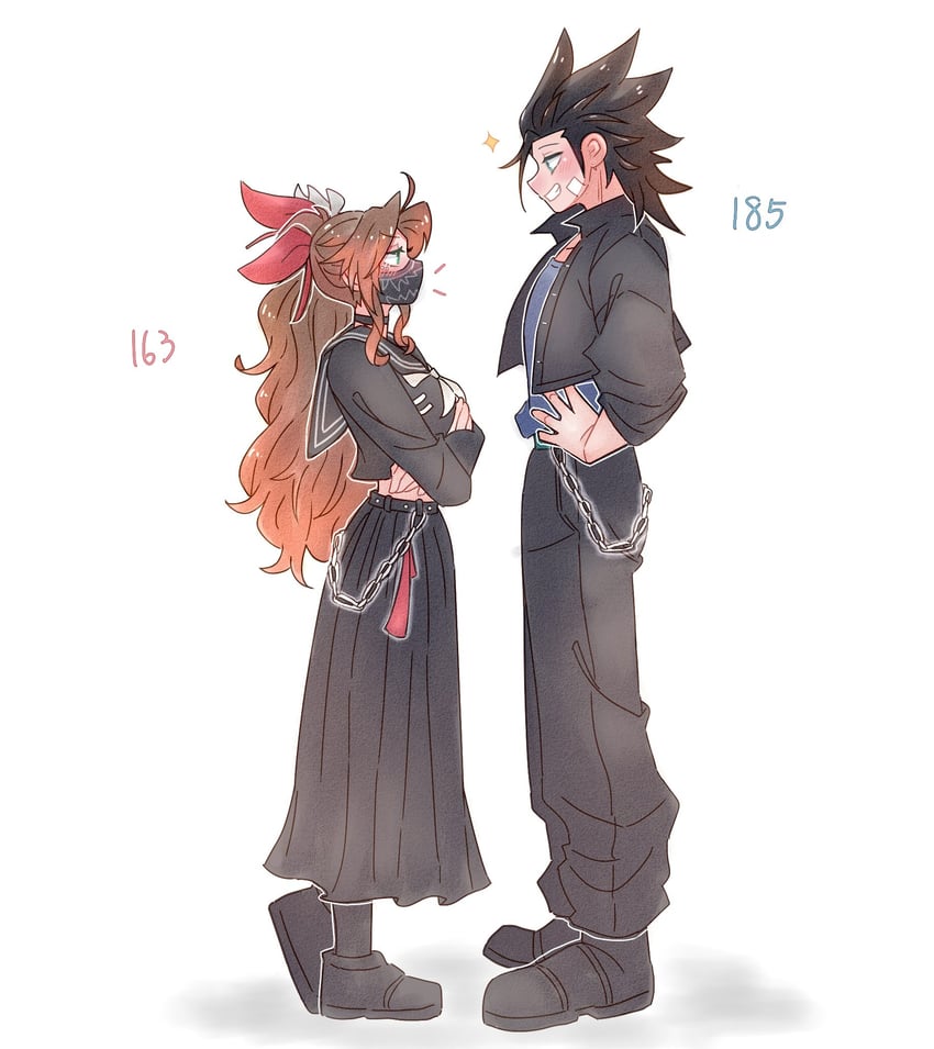 aerith gainsborough and zack fair (final fantasy and 2 more) drawn by 7_(milu577610)