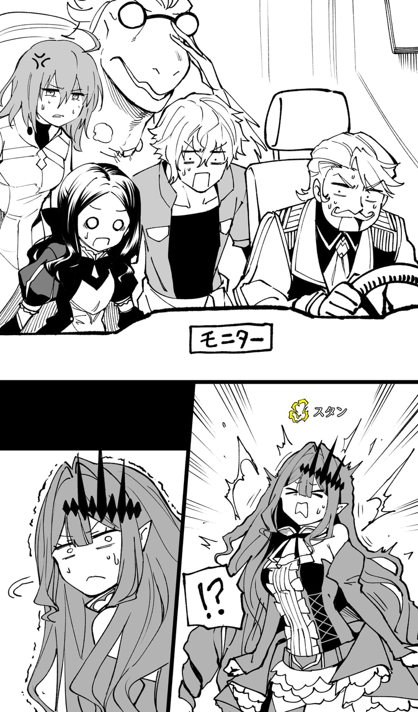 fujimaru ritsuka, baobhan sith, leonardo da vinci, kadoc zemlupus, goredolf musik, and 1 more (fate and 1 more) drawn by hirunagi