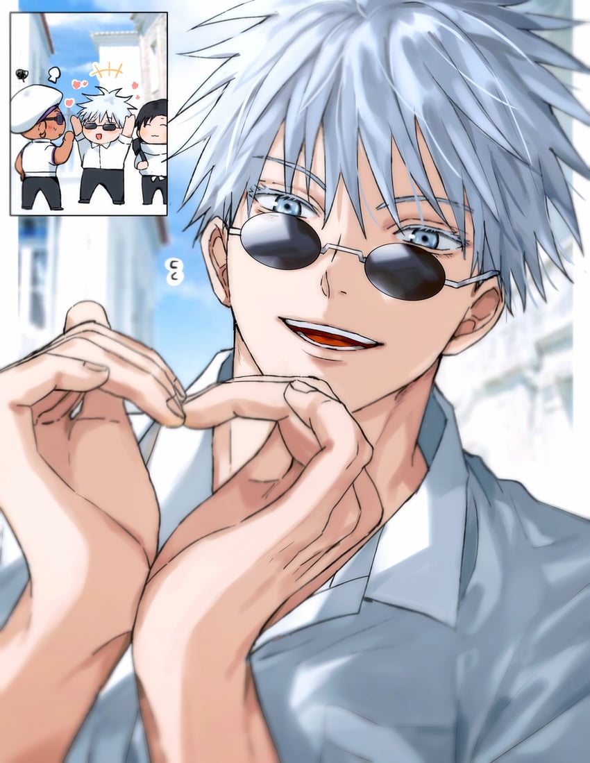 gojou satoru, okkotsu yuuta, and miguel oduol (jujutsu kaisen) drawn by yoon_(dmsco1803)
