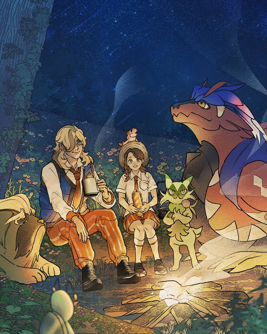juliana, arven, koraidon, tatsugiri, floragato, and 2 more (pokemon and 1 more) drawn by stb81370884
