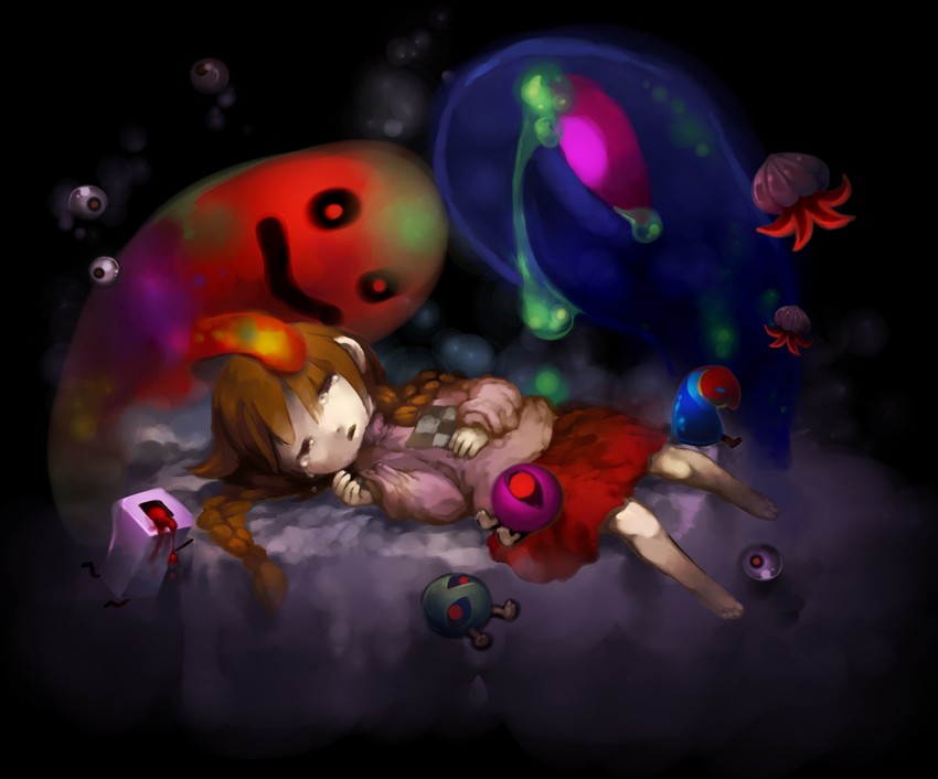 madotsuki, kyukkyu-kun, kasei-san, tokuto-kun, wheelie, and 2 more (yume nikki) drawn by eko_(shinobu5914)