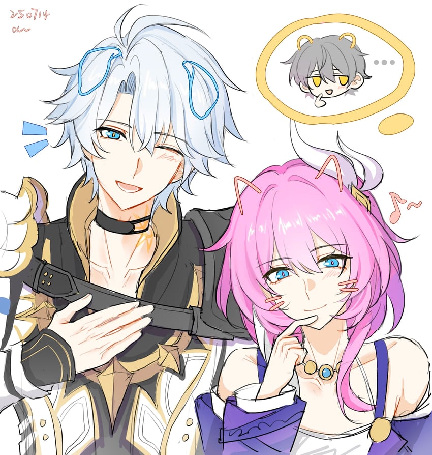 trailblazer, caelus, phainon, and cyrene (honkai and 1 more) drawn by xinian_(xinian84246)