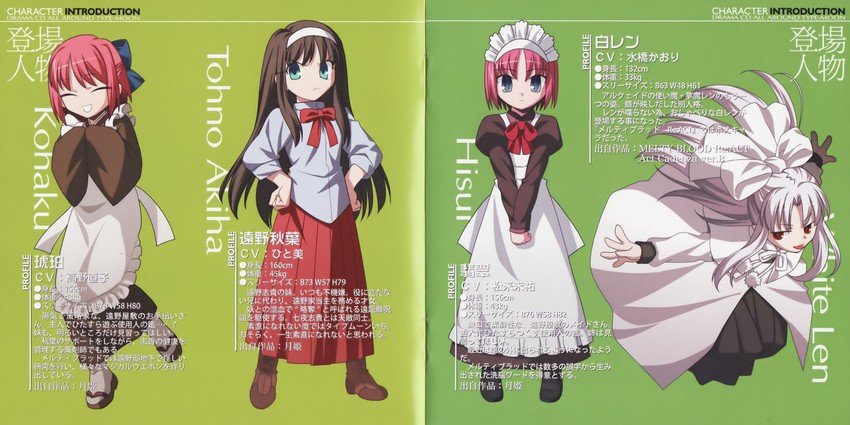 tohno akiha, kohaku, hisui, and white len (tsukihime) drawn by takeuchi_takashi