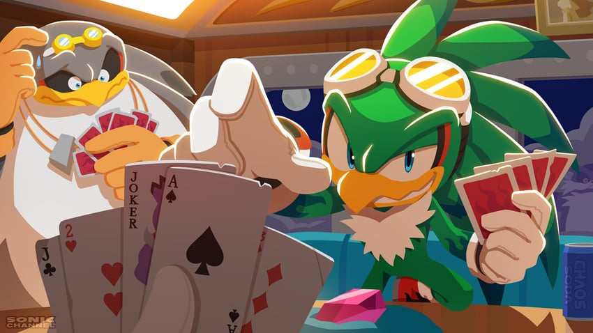 big the cat, jet the hawk, storm the albatross, and babylon guardian (sonic and 1 more) drawn by karasuno_yui