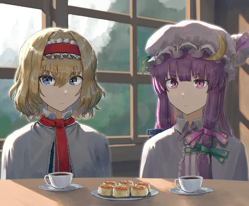 alice margatroid and patchouli knowledge (touhou) drawn by harapan-kun