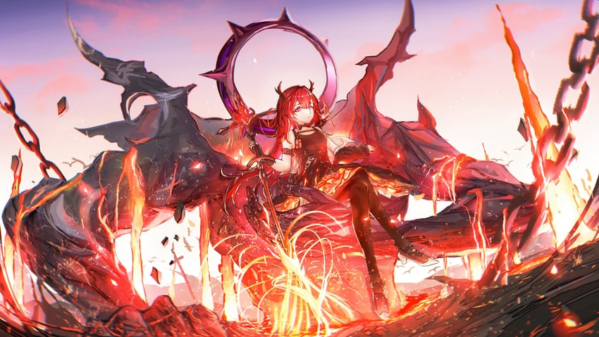 surtr and surtr's golem (arknights) drawn by orion92617