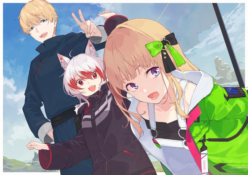 aki rosenthal, ex albio, and syusetu kohaku (hololive and 2 more) drawn by tsukugu