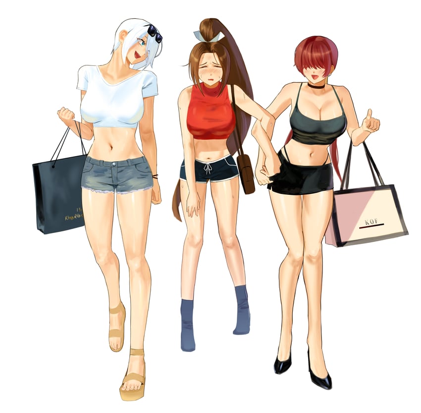 shiranui mai, angel, and shermie (the king of fighters and 2 more) drawn by dan_koflove