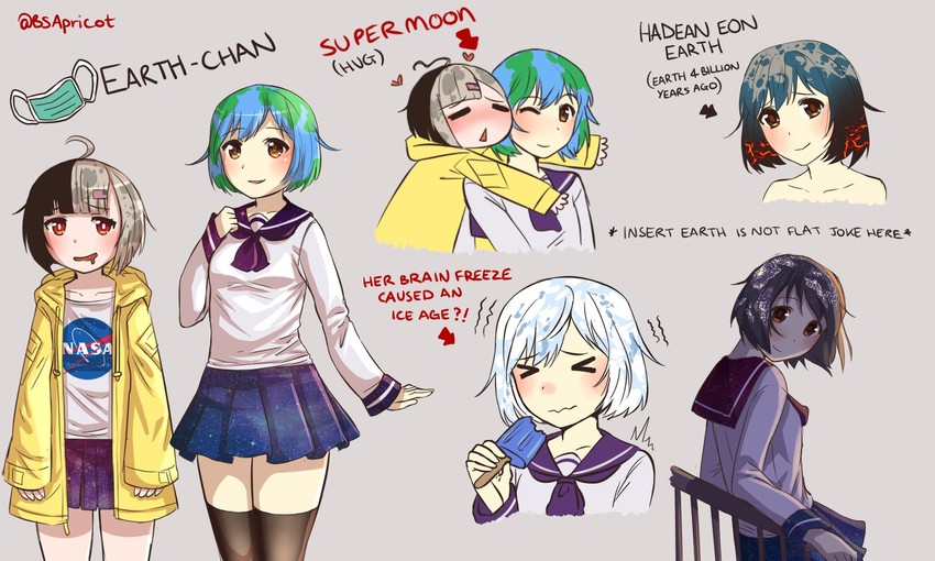 earth-chan and moon-chan (original) drawn by bsapricot