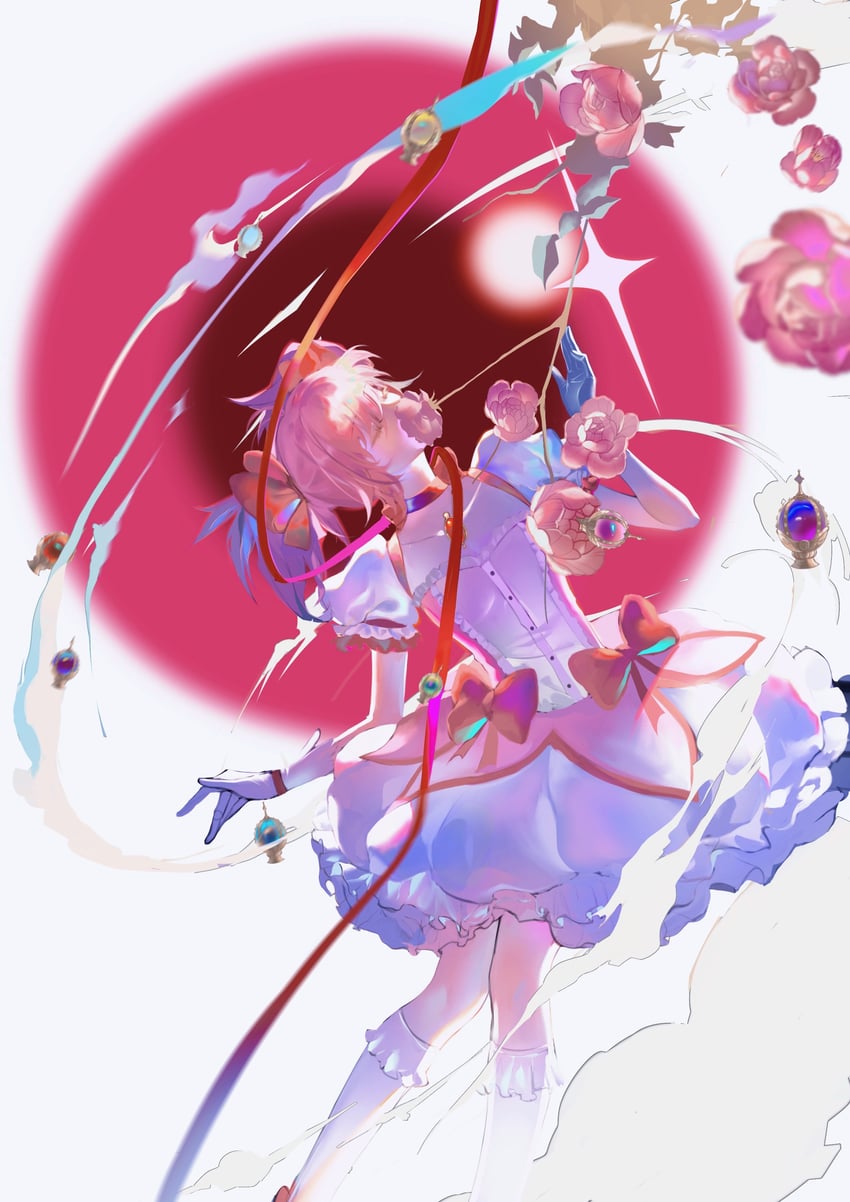 kaname madoka and kyubey (mahou shoujo madoka magica) drawn by mingmochi