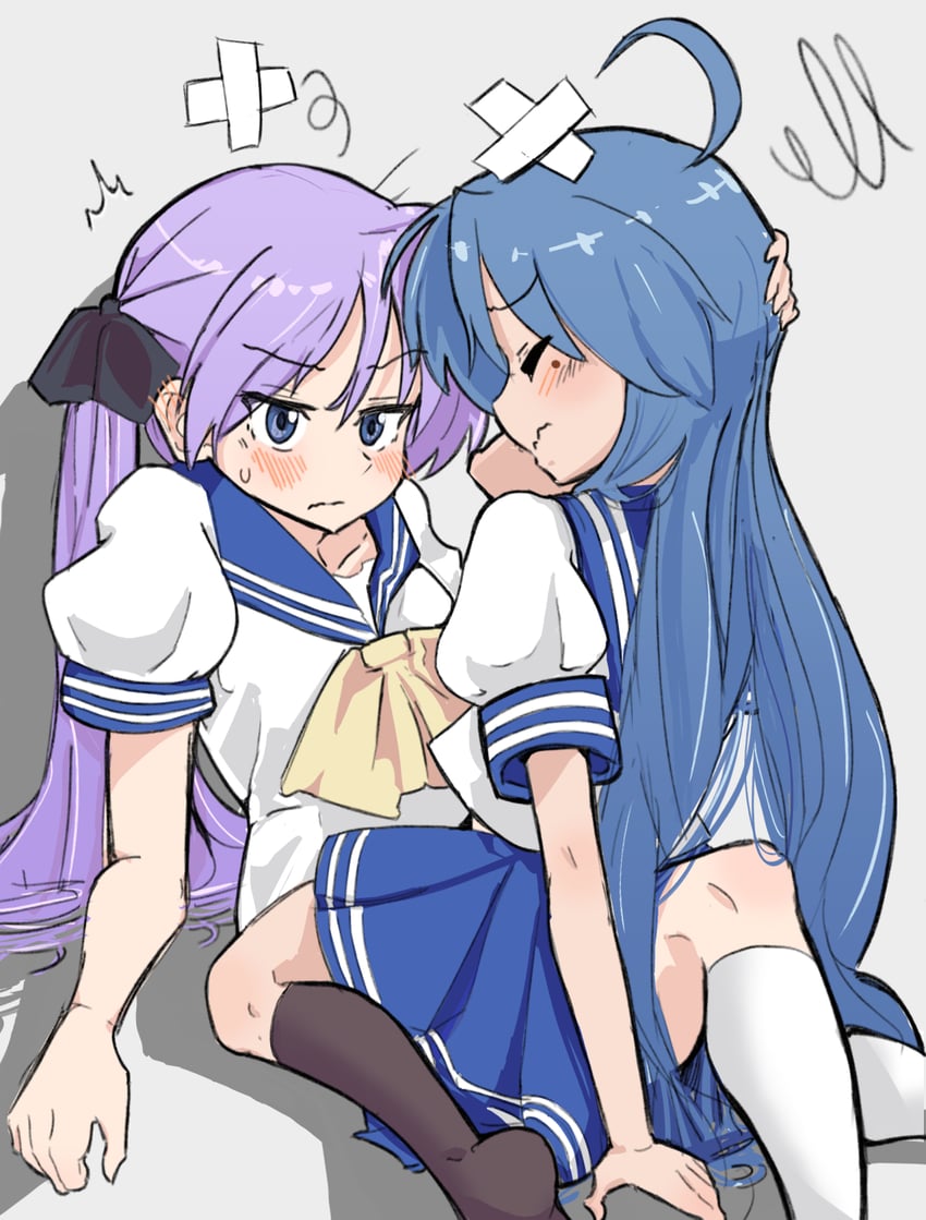 hiiragi kagami and izumi konata (lucky star) drawn by moccaexe