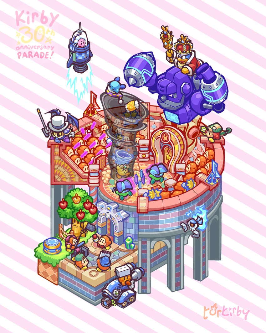 kirby, meta knight, waddle dee, king dedede, waddle doo, and 14 more (kirby and 2 more) drawn by torkirby