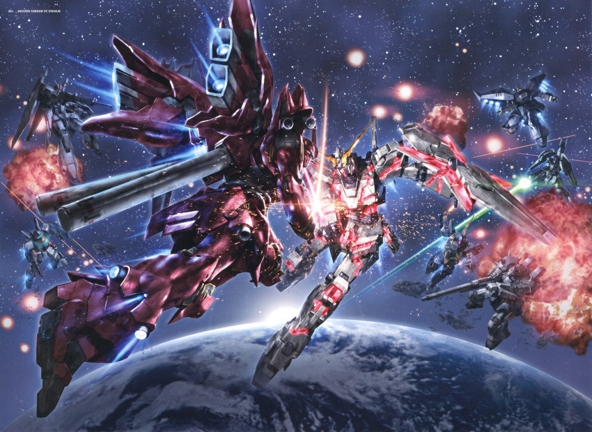 unicorn gundam, sinanju, hizack, zeta plus, barzam, and 5 more (gundam and 1 more) drawn by morishita_naochika