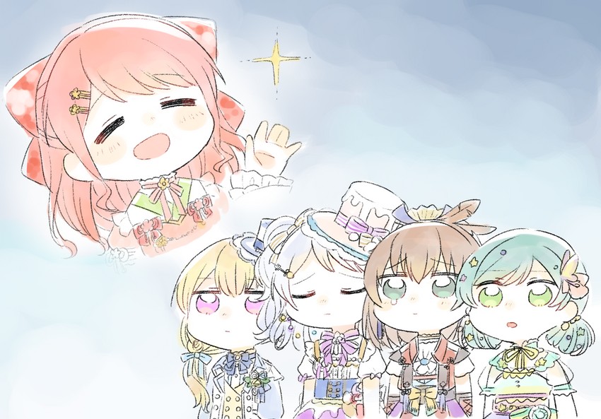 hikawa hina, maruyama aya, shirasagi chisato, wakamiya eve, and yamato maya (bang dream!) drawn by bd_ayknn