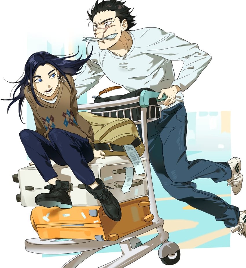 sugimoto saichi and asirpa (golden kamuy) drawn by luke_skyfaller