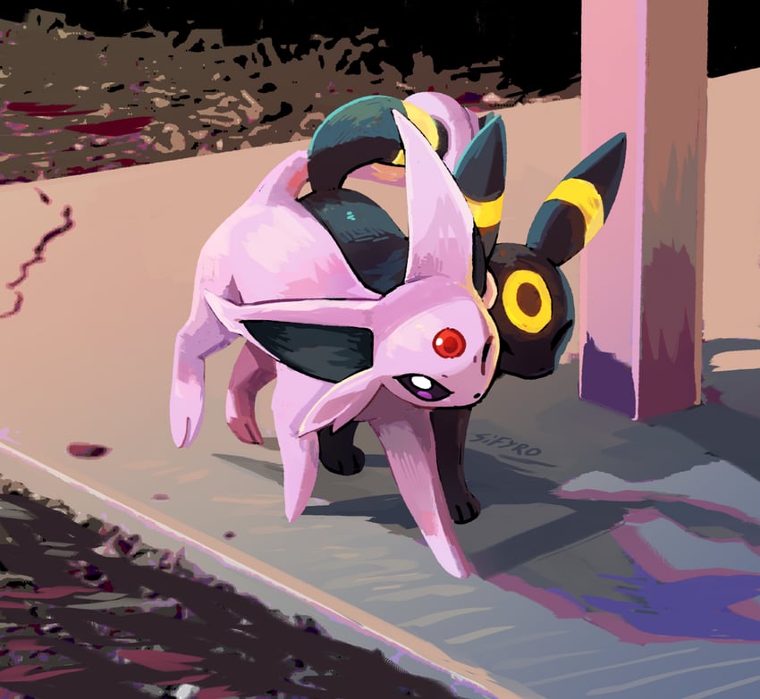 umbreon and espeon (pokemon) drawn by sifyro