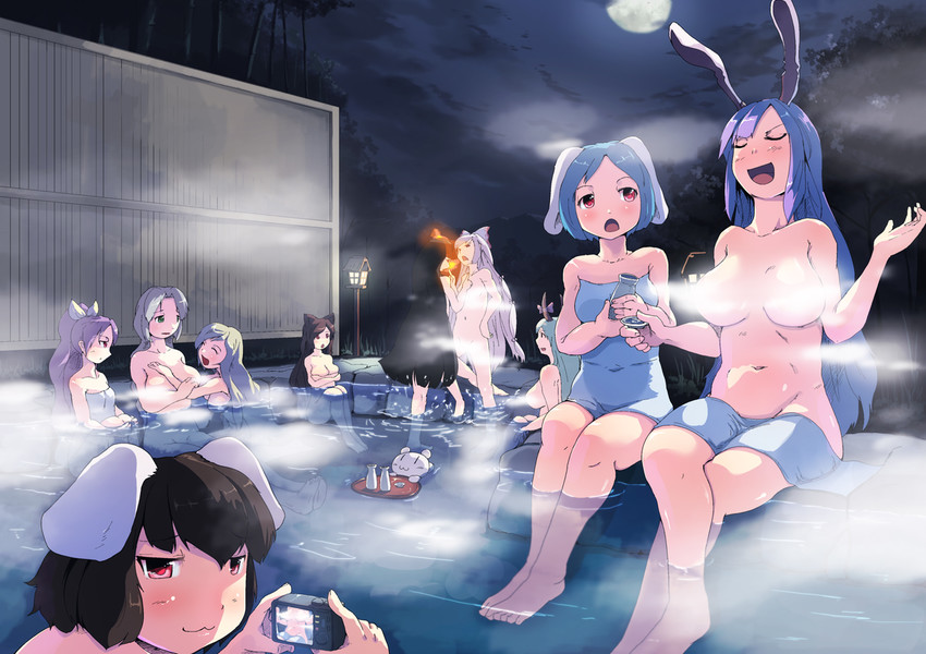 reisen udongein inaba, fujiwara no mokou, kamishirasawa keine, houraisan kaguya, inaba tewi, and 7 more (touhou) drawn by heiya