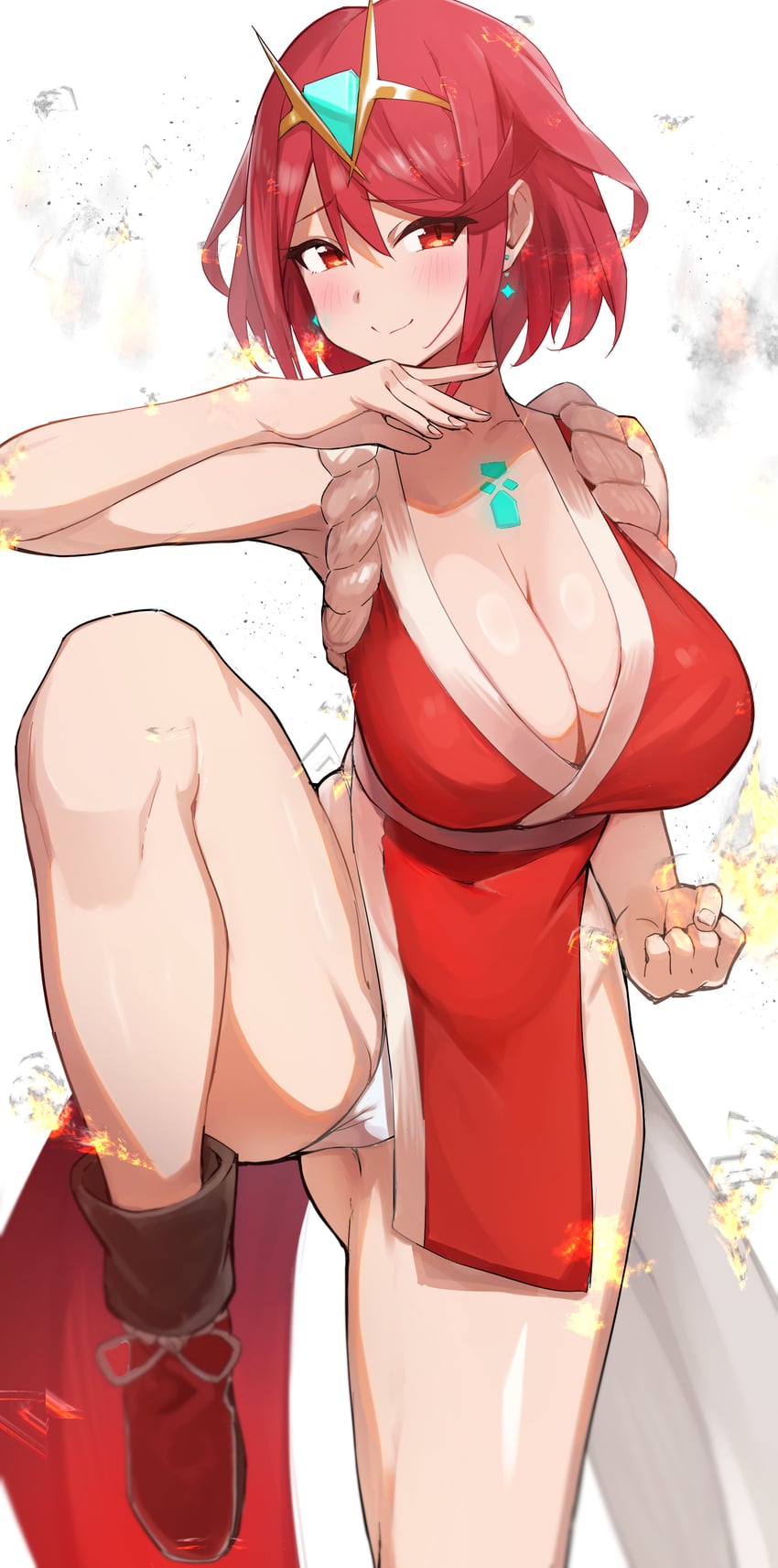 pyra and shiranui mai (xenoblade chronicles and 3 more) drawn by oruru63100814