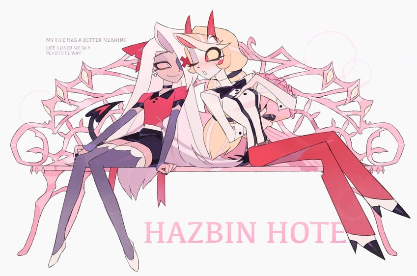 charlie morningstar and vaggie (hazbin hotel) drawn by bilidongdong