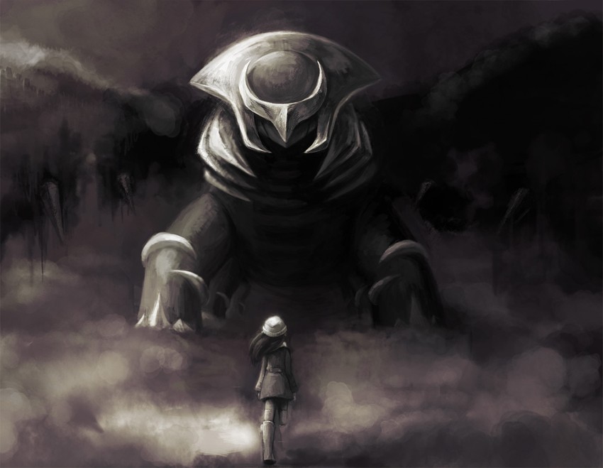 dawn and giratina (pokemon and 2 more) drawn by inumura_(inu_noya)