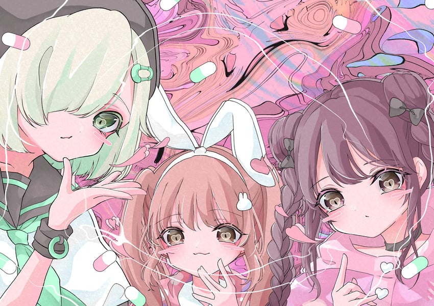 sakurano mimito, inubousaki shian, and minakami hina (denonbu) drawn by neojima_reishi