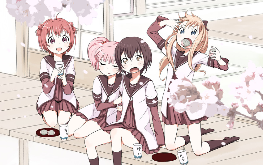toshinou kyouko, akaza akari, funami yui, and yoshikawa chinatsu (yuruyuri) drawn by 9so_(ponchon)