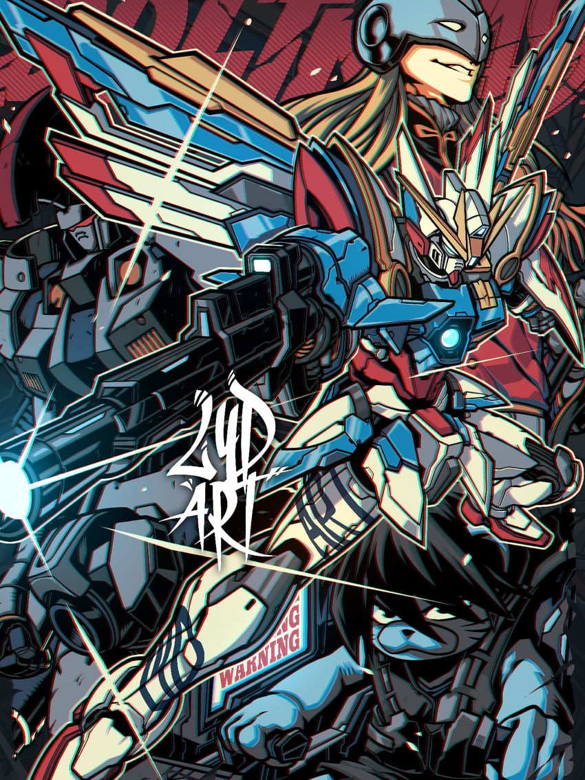 heero yuy, wing gundam, zechs merquise, and tallgeese (original and 3 more) drawn by lydart_mclo