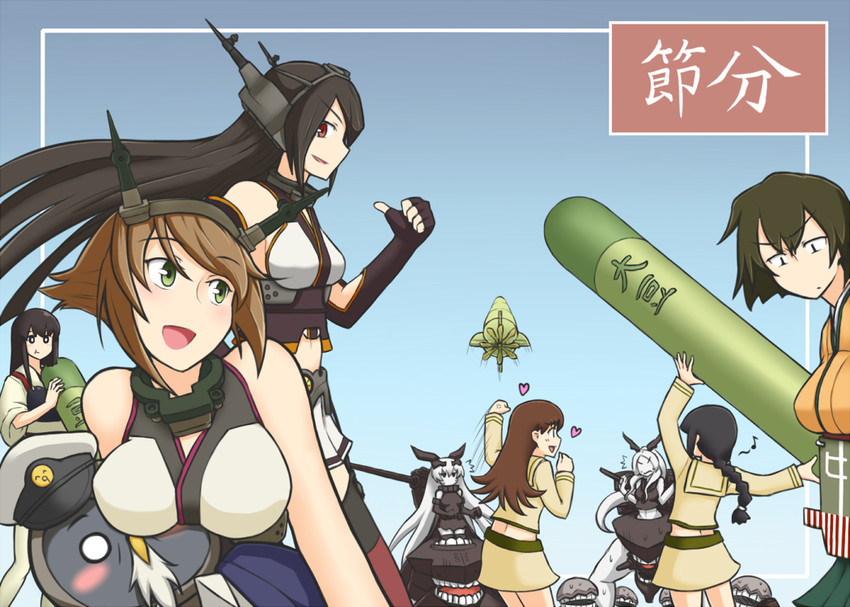 admiral, akagi, nagato, kitakami, mutsu, and 5 more (kantai collection) drawn by hamu_koutarou