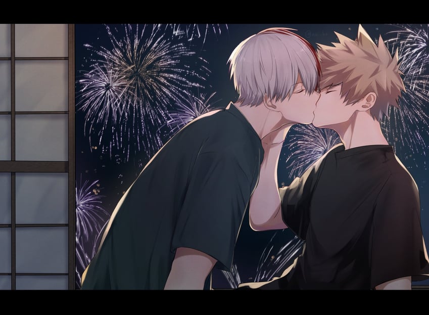 bakugou katsuki and todoroki shoto (boku no hero academia) drawn by miyanami_3