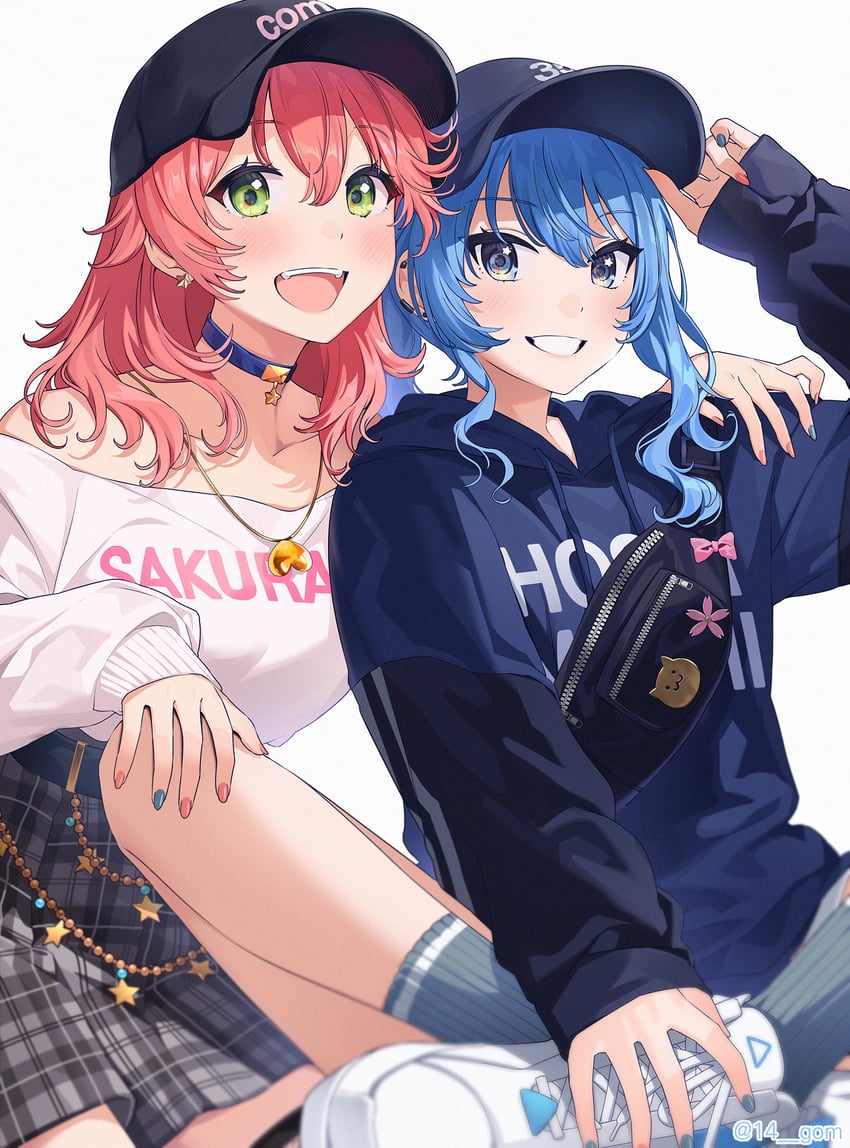 hoshimachi suisei and sakura miko (hololive) drawn by 14_(vision5032)