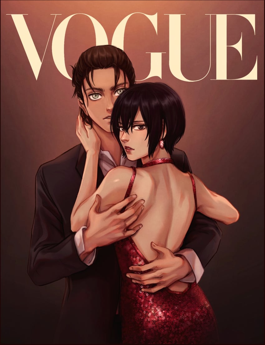 mikasa ackerman and eren yeager (shingeki no kyojin and 1 more) drawn by daydream24-7