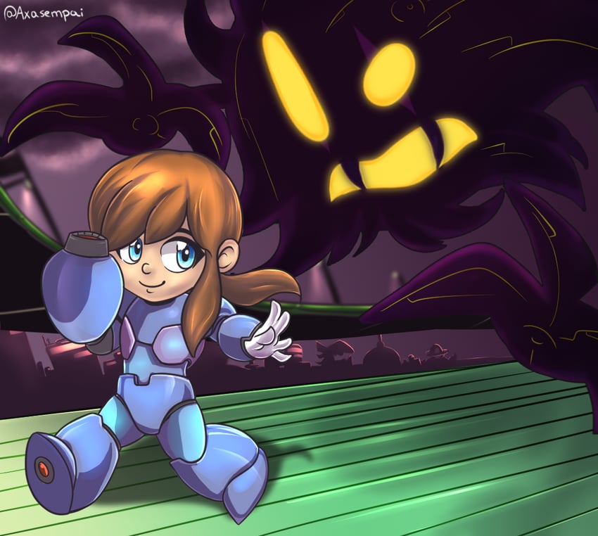 x, hat kid, and snatcher (mega man and 2 more) drawn by axasempai