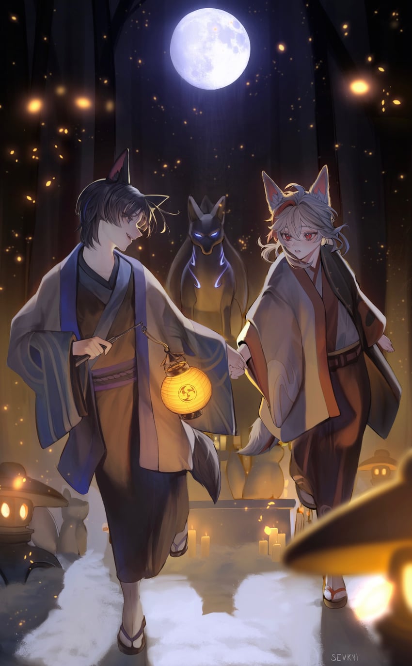 scaramouche, wanderer, and kaedehara kazuha (genshin impact) drawn by sevkyi