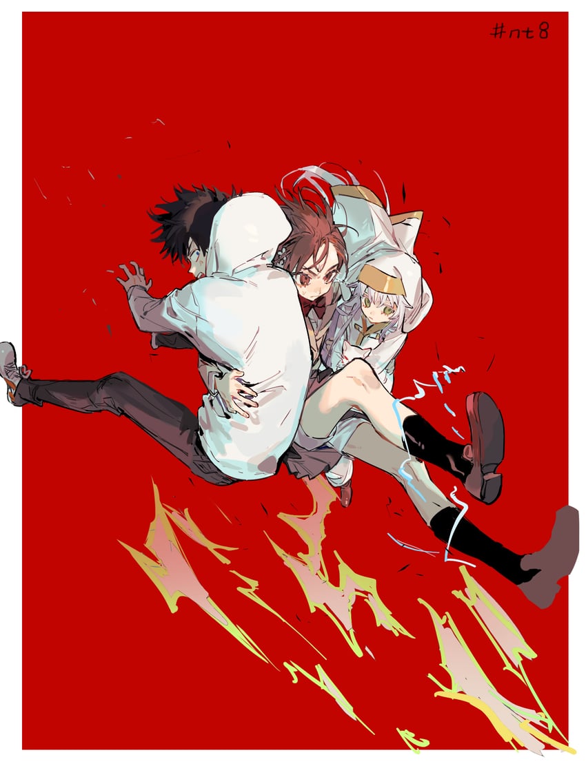 misaka mikoto, kamijou touma, and index (toaru majutsu no index and 1 more) drawn by qyzhiaiyisheng