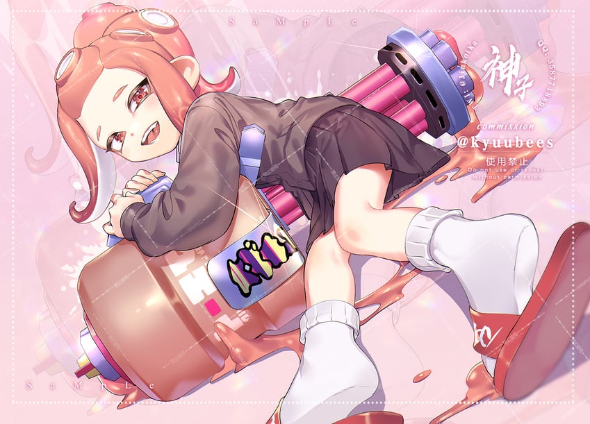 octoling player character and octoling girl (splatoon) drawn by jinkoika