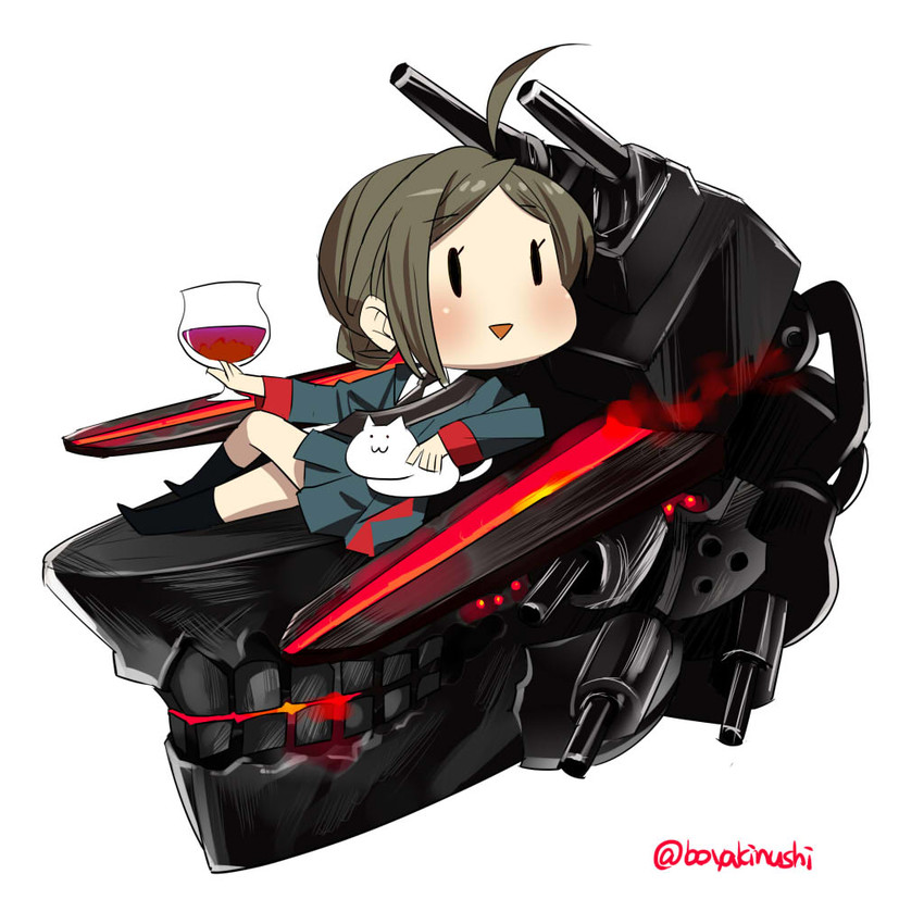 fairy, batsubyou, and 90mm single high-angle gun mount (kantai collection) drawn by uni_(gugurutan)