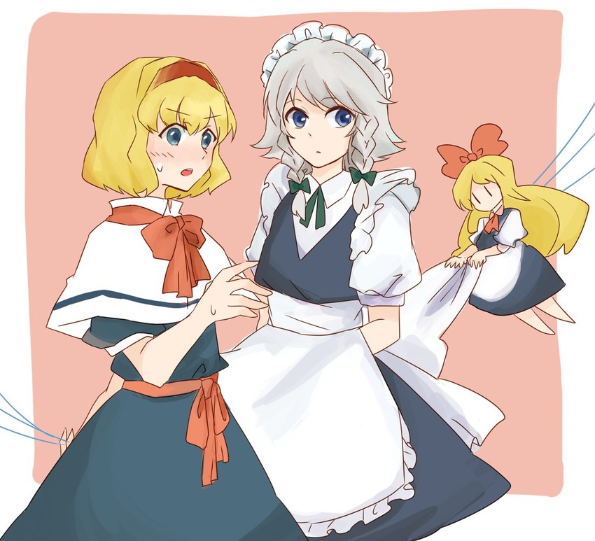 izayoi sakuya, alice margatroid, and shanghai doll (touhou) drawn by tama_(hiroshige_36)