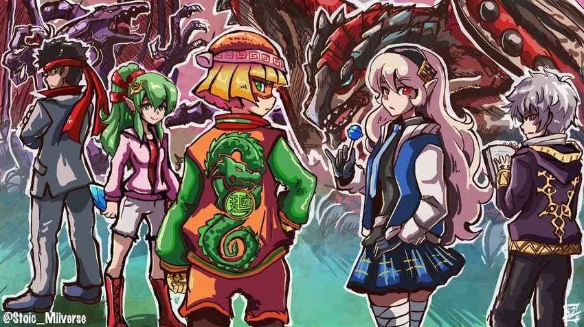 female corrin, ryu, male robin, tiki, min min, and 4 more (fire emblem and 9 more) drawn by stoic_seraphim