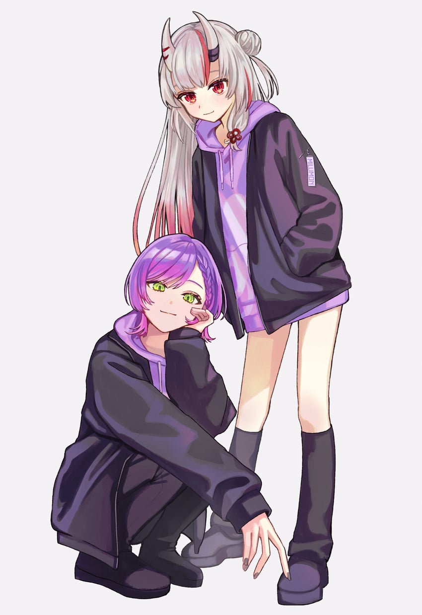 tokoyami towa and nakiri ayame (hololive and 1 more) drawn by fyuu-ka
