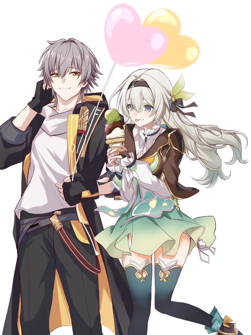 trailblazer, firefly, and caelus (honkai and 1 more) drawn by saint_laurent_paris