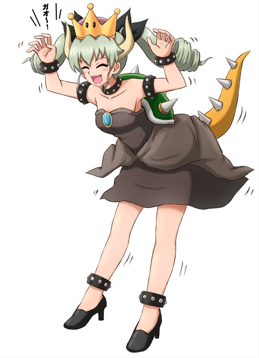 anchovy and bowsette (girls und panzer and 2 more) drawn by omachi_(slabco)