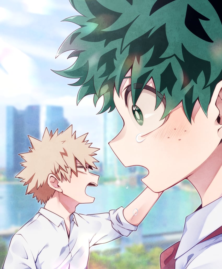 midoriya izuku and bakugou katsuki (boku no hero academia) drawn by morino_(ktdk_0141)