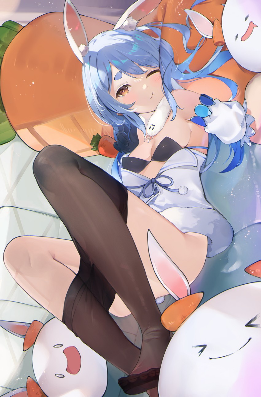 usada pekora, don-chan, and pekomon (hololive) drawn by mimizuku_(mmiganaru)