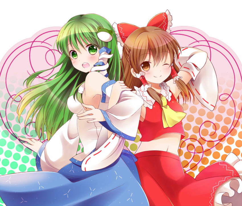 hakurei reimu and kochiya sanae (touhou) drawn by nekosugi_(hoshi)