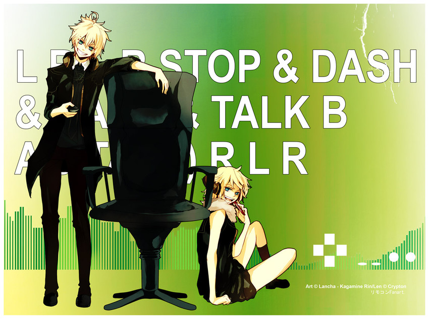 kagamine rin and kagamine len (vocaloid and 1 more) drawn by lancha