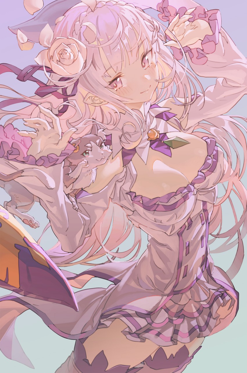 emilia and puck (re:zero kara hajimeru isekai seikatsu) drawn by hxxg
